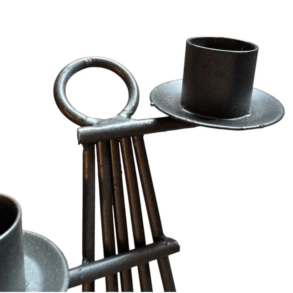 Metal Guitar Candle‎ Holder 20 in Black for Tapers Home Decor Music Celebration